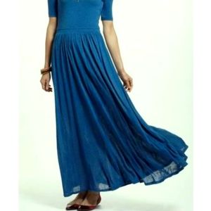 Anthropologie Bordeaux Scoop Neck/Back Slinky Dress Medium Teal Blue